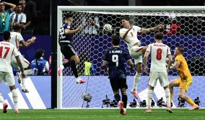 El cabezazo de Lautaro Martínez para el segundo gol argentino.