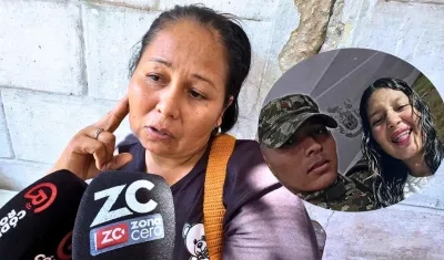 Sandra Estrada con su yerno Jorge Montalvo y su hija Sharith Alejandra González Estrada.