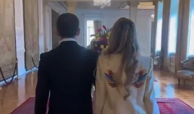 Abelardo De La Espriella y su esposa en la Casa de Nariño