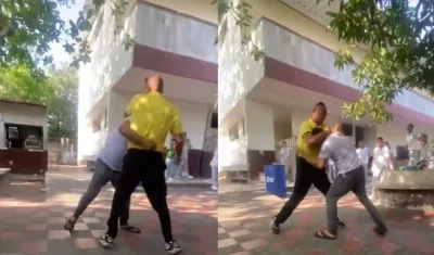 Momento de la agresión entre docente y padre de familia. 