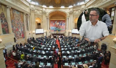 Imagen de la Cámara de Representantes y el Ministro de Vivienda, Jaime Andrés Beltrán.