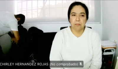 Chirley Hernández Rojas durante la audiencia virtual de este miércoles. 