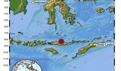 Epicentro del terremoto de este viernes en Indonesia. 