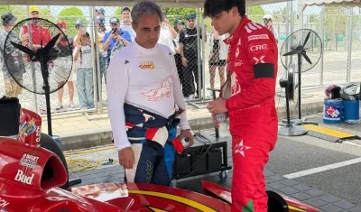 Juan Pablo Montoya y su hijo Sebastián. 