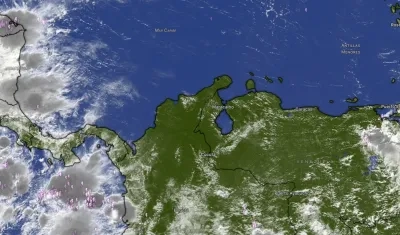 Imagen satelital actual en la Región Caribe colombiana. 