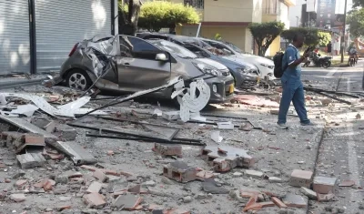 Destrozos tras el terremoto en la ciudad de Cali. 
