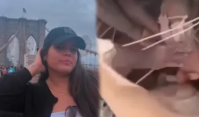 Valentina Vanegas y la imagen de su bebé rescatado.