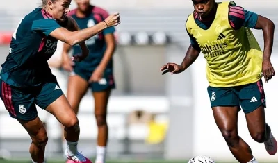 La colombiana Linda Caicedo durante un entrenamiento con el Real Madrid femenino.