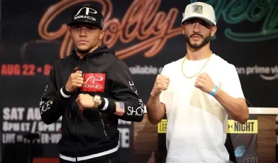 Carlos Utria e Israel Mercado durante la presentación de su combate.