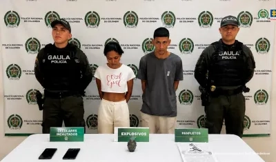 La pareja fue capturada por el Gaula de la Policía. 