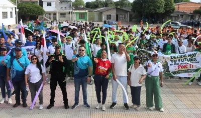 Los jóvenes marcharon en el municipio de Baranoa. 