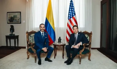 El Presidente Abelardo De La Espriella y el Secretario de Estado de EE.UU., Marco Rubio, durante su reunión en Barranquilla.