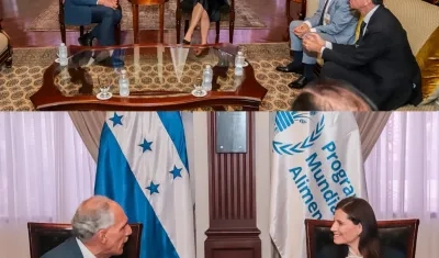 El presidente de Honduras Nasry Asfura, con la directora regional del PMA, Lena Savelli.