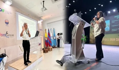 Los docentes e investigadores Javier Jiménez y Alba Pupo.