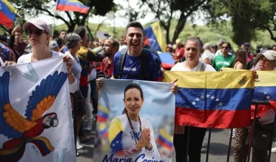 Marcha en favor del regreso de María Corina Machado, en Venezuela. 