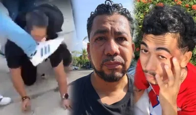 Momento en que golpean al padre del joven.