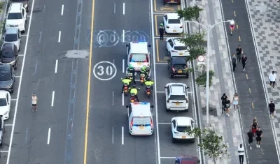 Vigilancia y recorrido de la Policía en el Gran Malecón. 