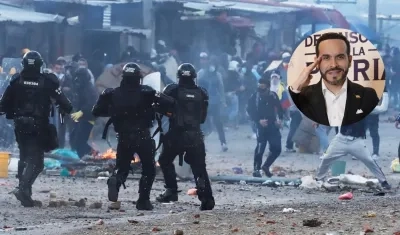 Imagen de protesta y del Presidente Abelardo De La Espriella.