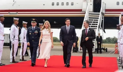 Jeanette Dousdebes Rubio, el secretario de Estado de Estados Unidos, Marco Rubio, y el Canciller de Colombia, Omar Bula.