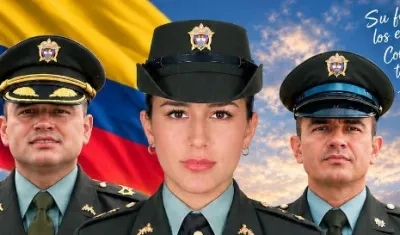 Mayor Fredy Alexis Russi González y los patrulleros Erica Tatiana Monroy Hurtado, Edison Yesid Medina Traslaviña. 