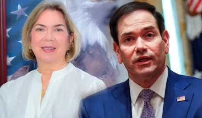 Vicky Ibáñez, directora ejecutiva de AmCham Atlántico y Magdalena; Marco Rubio, secretario de Estado de Estados Unidos.