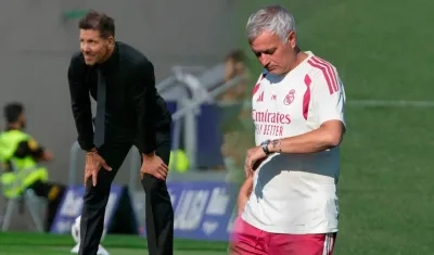 Diego Simeone y José Mourinho, entrenadores del Atlético y del Real Madrid, respectivamente.