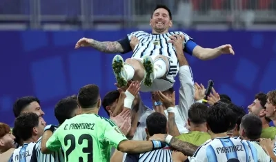 Lionel Messi festejando con Argentina durante el pasado Mundial. 