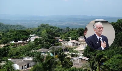 Vista del municipio de Piojó y el gobernador Eduardo Verano (círculo).