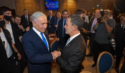 Benjamín Netanyahu, Primer Ministro de Israel; y Omar Bula, canciller de Colombia.