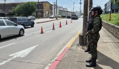 Presencia de policía militar en Atlántico. 