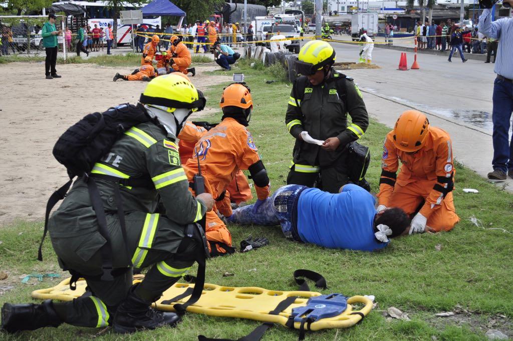 Así fue el simulacro por un derrame de químicos en Barranquilla