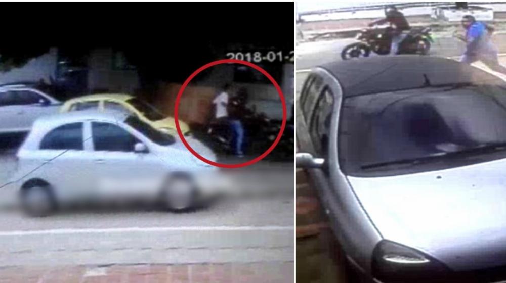 Momentos del atraco y el escape de los delincuentes.