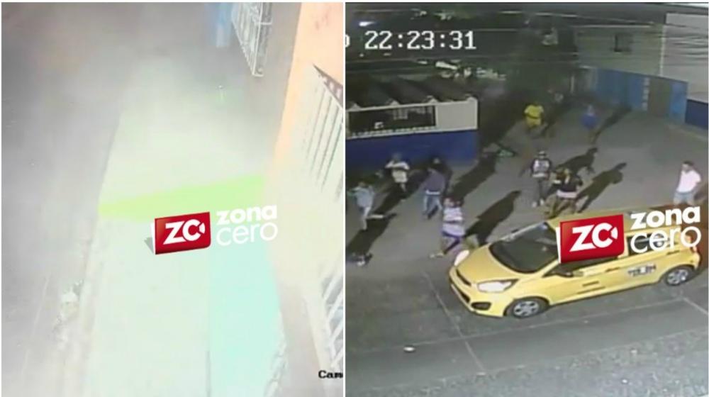 Momento en el que explota el artefacto y la gente sale de sus casas a ver el CAI.