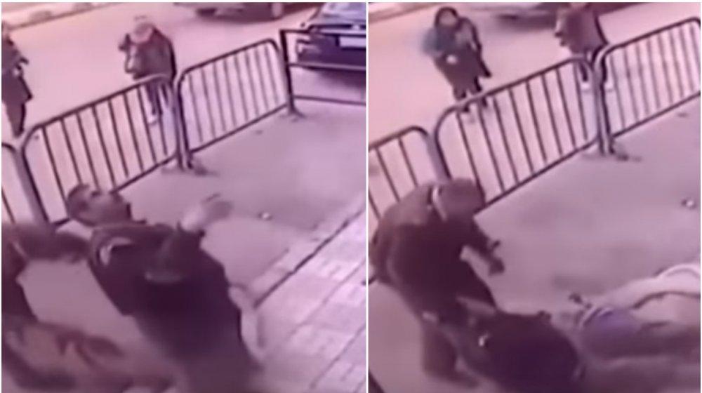 Momento en el que el policía salva al menor.