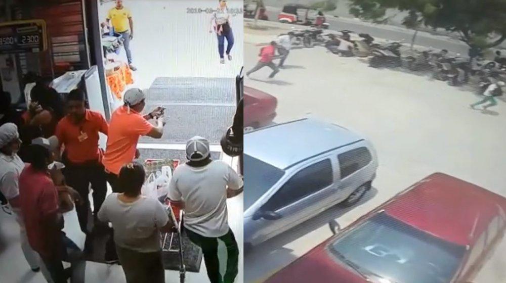 Momentos en que ocurre el atraco a los guardias. 
