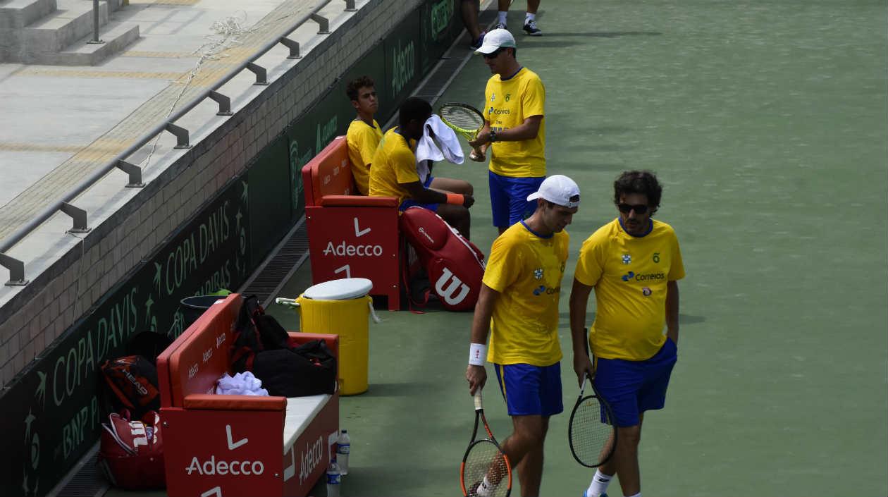 El combinado de Brasil durante el entrenamiento en el Parque de Raquetas. 