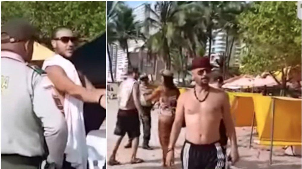 Momento en que los israelitas que fumaban marihuana en la playa insultaban a los policías.
