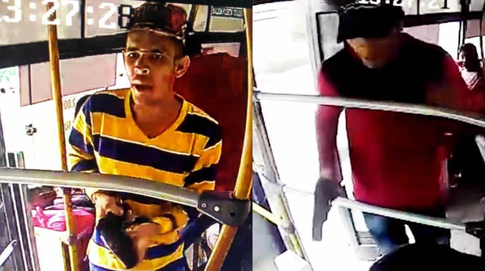 Chapeados. Así quedaron registrados los dos atracadores del bus