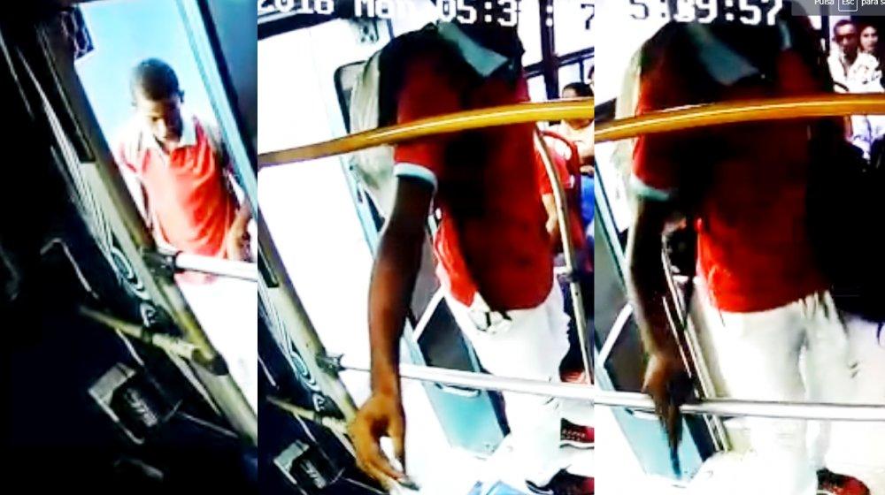 Un delincuente quedó grabado en cámaras de seguridad de una buseta de la empresa Monterrey