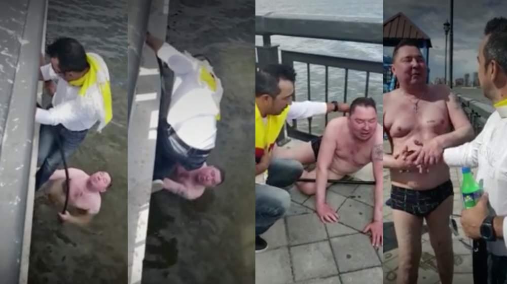 Momento en el que los colombianos salvan al ruso.