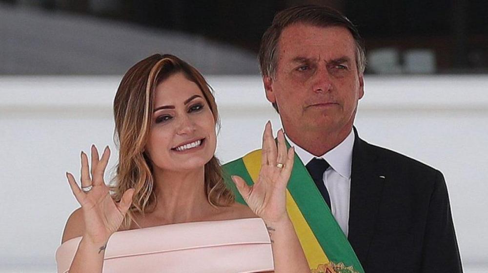 Michelle Bolsonaro y su esposo, el Presidente de Brasil.