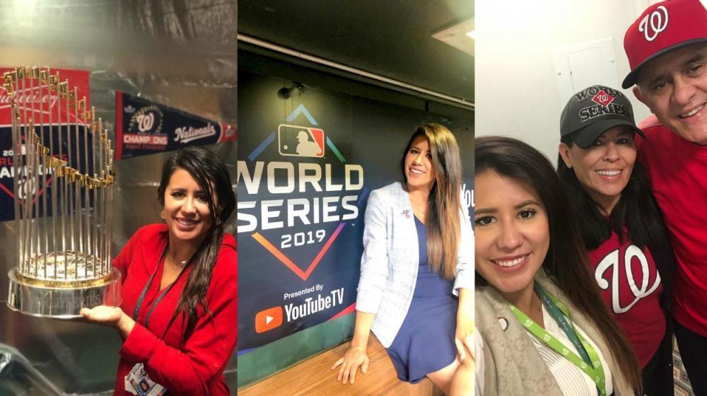 Melissa Rodríguez posa con el trofeo de la Serie Mundial y en diferentes aspectos de su trabajo. 