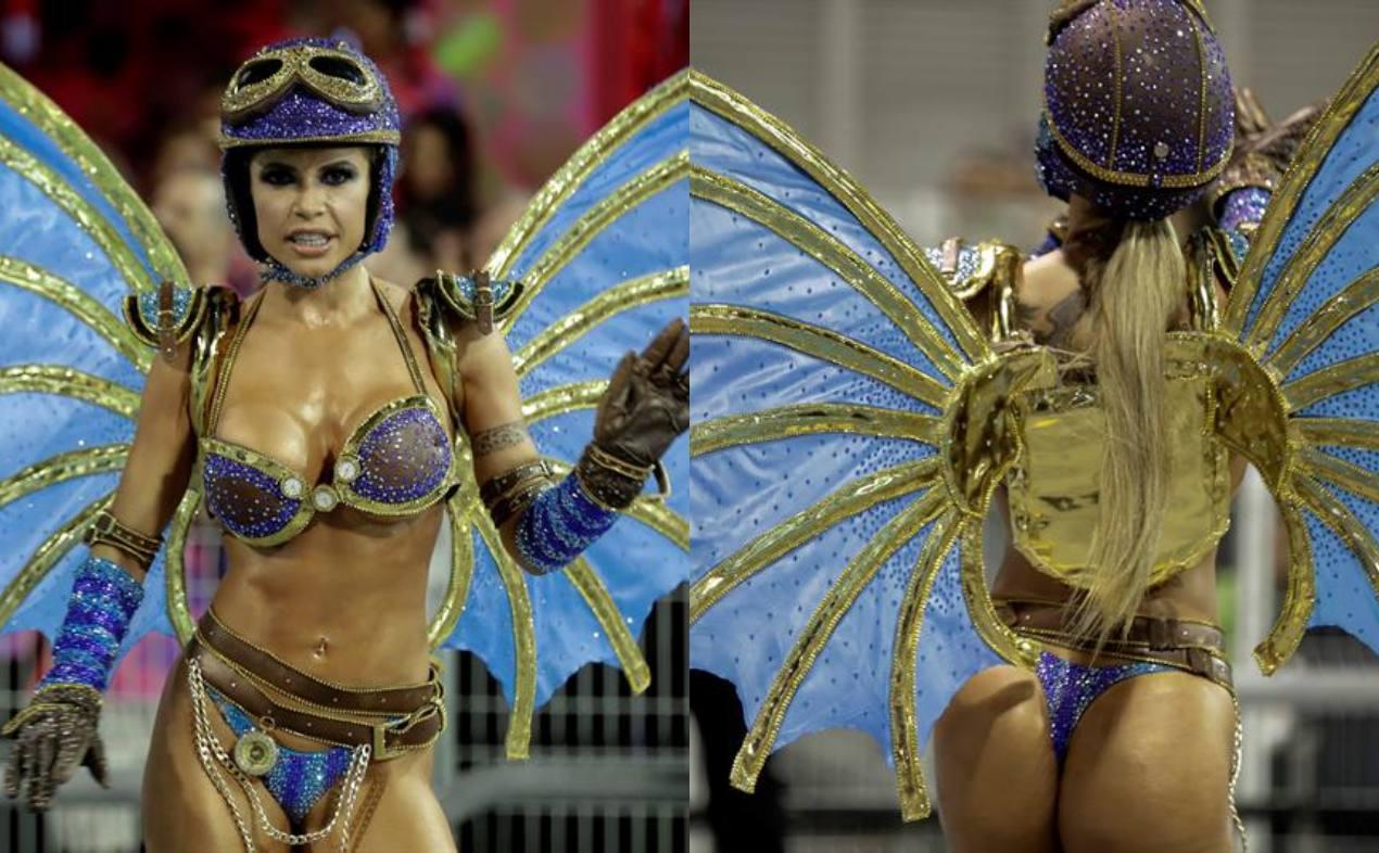 En la foto una integrante de la escuela de samba del Grupo Especial Dragões da Real en el sambódromo de Anhembí, en Sao Paulo.