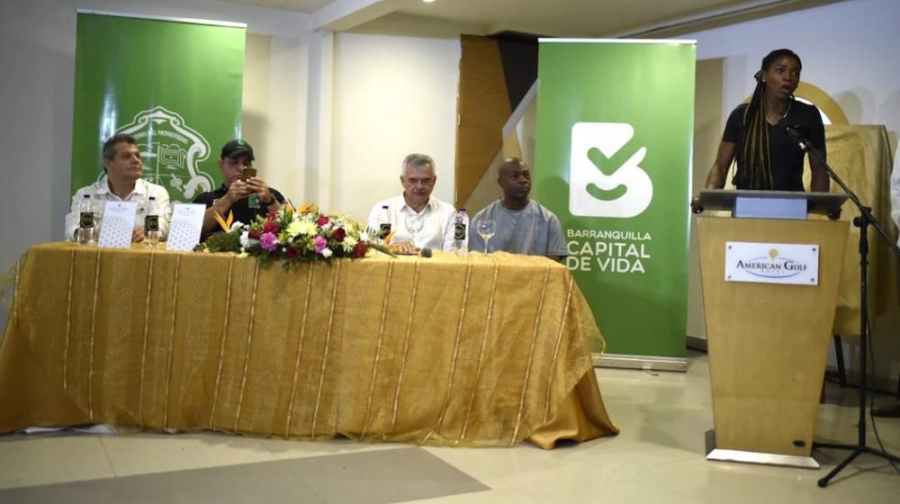 Caterine Ibargüen, durante la rueda de prensa.