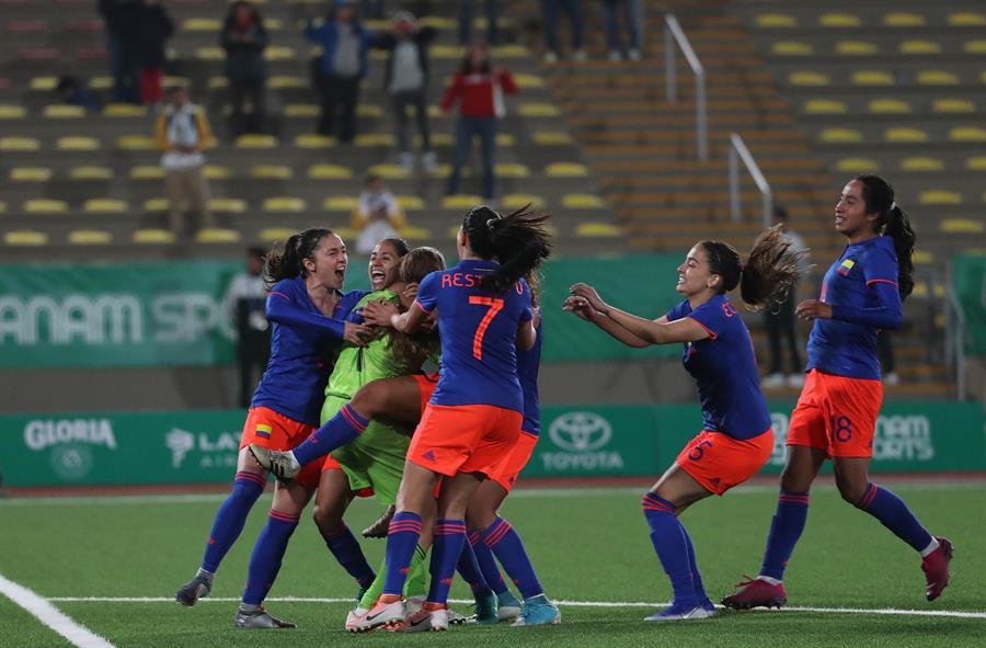 La celebración de las jugadoras colombianas.