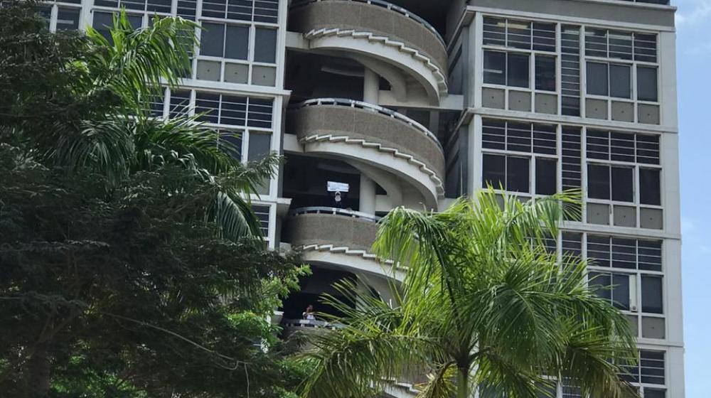 El estudiante protestó en el Centro Cívico de Barranquilla.
