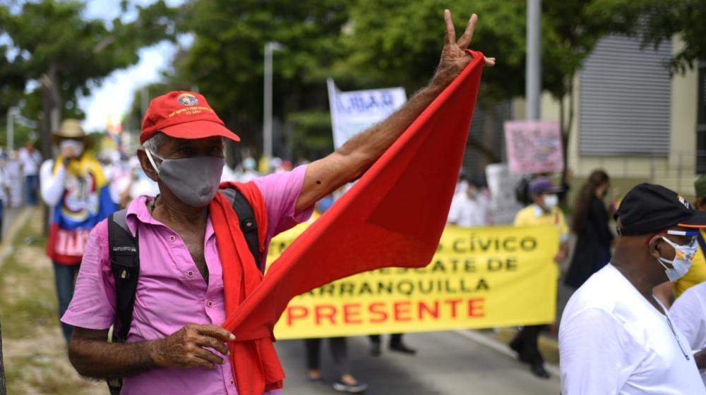 Uno de los manifestantes de la marcha.