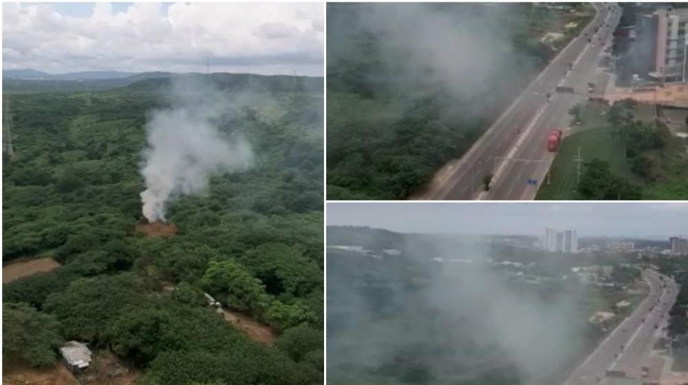 Aquí se observa de dónde sale el humo en la 46 con Circunvalar.