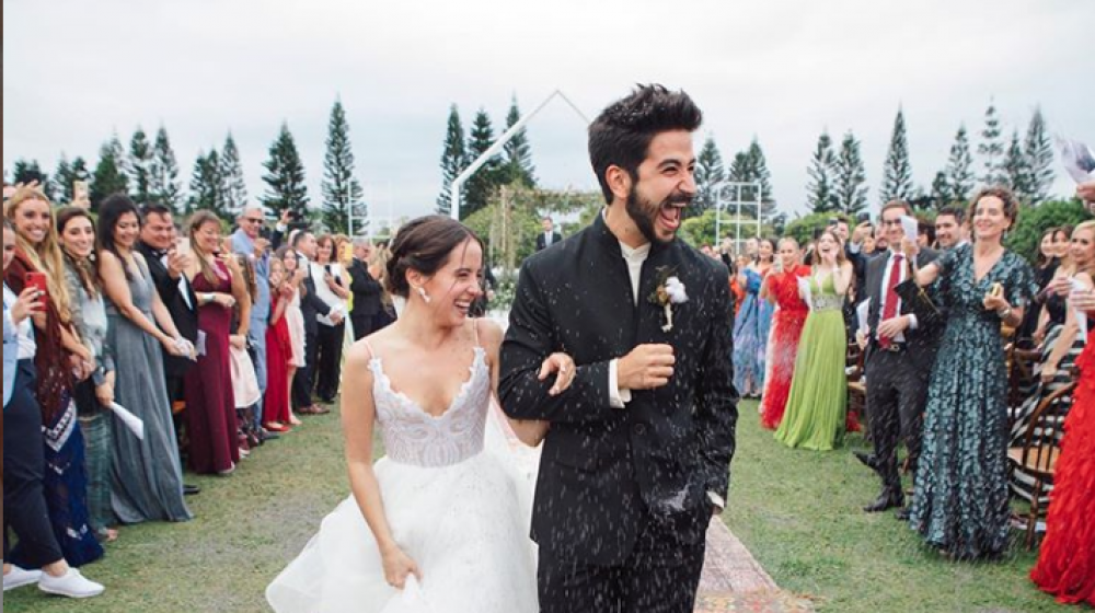 Evaluna Montaner y Camilo Echeverry en su boda.