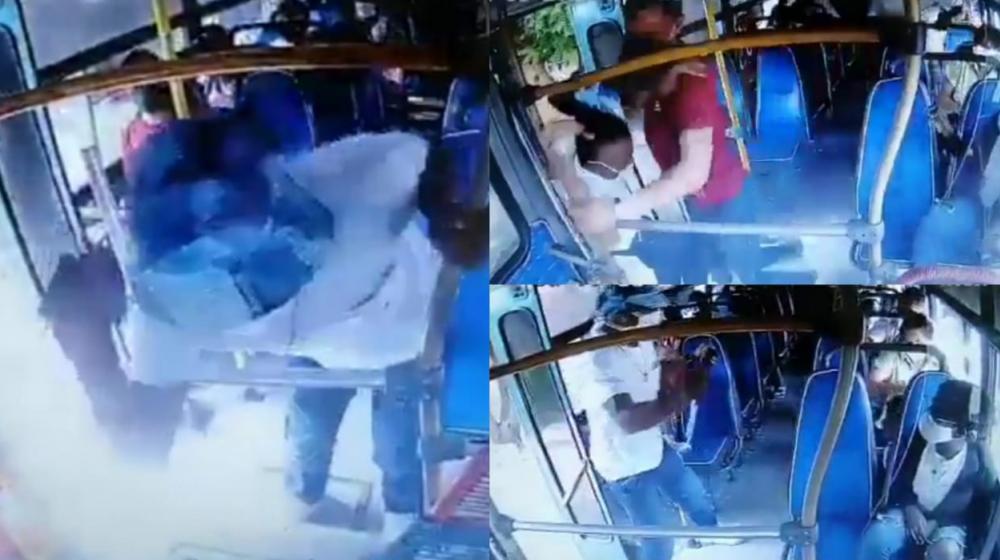 Momentos del atraco en la buseta.